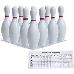 Champion Sports Plastic Bowling Pins: Set for Training & Kids Games, Red/White
