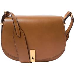 Polo Ralph Lauren Women's crossbody leather bag with gold fastening. Brown