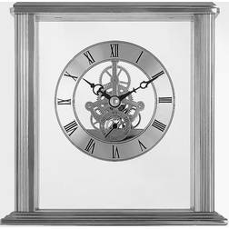 Acctim Vermont Roman Numeral Analogue Quartz Skeleton Mantel Clock, 15cm, Silver Table Clock