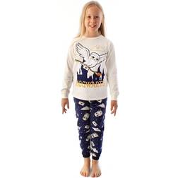 Harry Potter Girls Hedwig Fleece Long Pyjama Set (12-13 Years) (Off White/Navy)