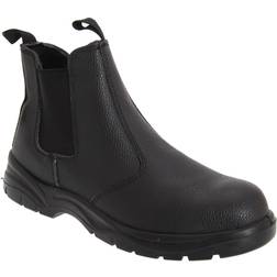 grafters Mens Grain Leather Chelsea Safety Boots (10 UK) (Black)