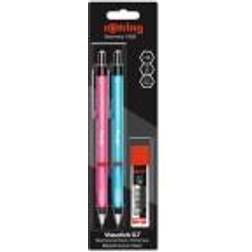 Rotring Visuclick Mechanical Pencils 0.7 mm Pink & Blue Barrels 2 Count With 24 HB Leads