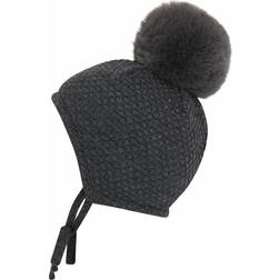 mp Denmark Chunky Oslo Baby Hat w. Real F - Dark Grey Melange (10-97506-497)