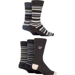 FARAH Patterned Striped and Argyle Cotton Men's Socks 5-pack - Stripe Brown