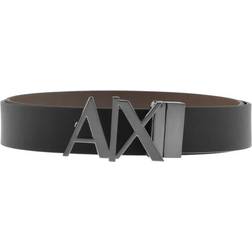 Armani Exchange Men's Ax Buckle Belt - Black/Dark Brown