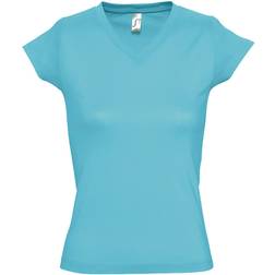 Sols Moon V Neck Short Sleeve T-shirt - Blue Atoll