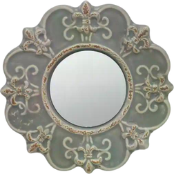 Stonebriar Collection Round Gray Ceramic Wall Mirror 20.1x20.1cm