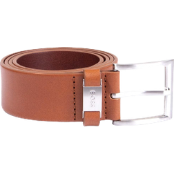 Hugo Boss Italian-Leather Belt with Branded Metal Trim - Brown