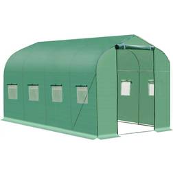 OutSunny Polytunnel Walk-in Greenhouse 4x2m Stainless steel Plastic