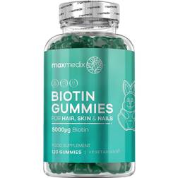 Maxmedix Biotin Gummies For Hair, Skin & Nails Chewable Beauty Supplement With Vitamins 120 Gummies