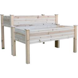 OutSunny Wood 2-Piece Raised Flower Bed