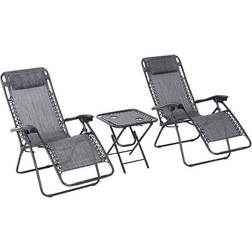 OutSunny 3pcs Folding Zero Gravity Chairs Sun Lounger