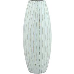 Stonebriar Collection Vintage Textured Pale Ocean Blue Tall Wooden Vase 24.9cm