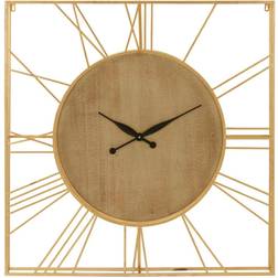 Premier Housewares Yaxi Iron Wall Faux Gold Foil/Natural Wood Wall Clock