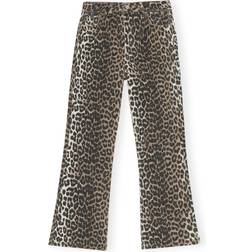 Ganni Betzy Cropped Bootcut Jeans - Leopard