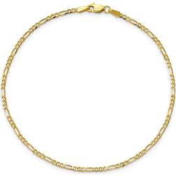 Primal Gold Flat Figaro Chain Anklet - Gold