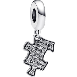 Pandora Sparkling Puzzle Piece Dangle Charm - Silver/Transparent