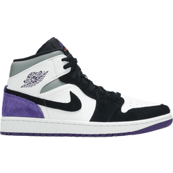 Nike Air Jordan 1 Mid SE M - White/Black/Light Solar Flare Heather/Varsity Purple