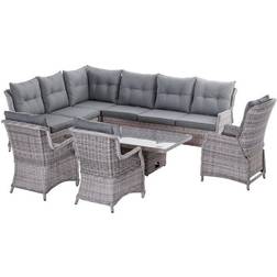 OutSunny Patio Wicker Conversation Outdoor Lounge Set, 1 Table inkcl. 3 Chairs