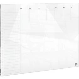 Nobo Small Desktop Wall Planner 1915602 Dry Erase Glass Surface Frameless 430 x 560 mm White