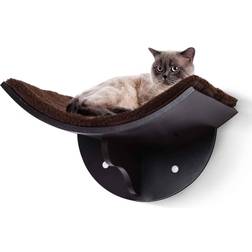 Pawhut Wood Cat Shelf Perch Bed Curved Climber Wall-Mounted