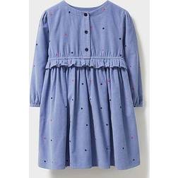 Crew Clothing Girls Cord Embroidered Spot Dress - Blue Spot