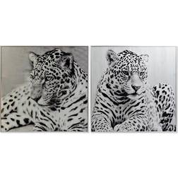 Dkd Home Decor Leopard Kolonial (100 x 2,5 x 100 cm) (2 antal) Framed Art 100x100cm