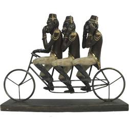 Dkd Home Decor ative Figure Monkey Tricycle Black Golden Metal Resin Colonial (40 x 9 x 31 cm) Figurine