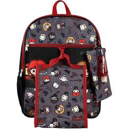 6 Piece Harry Potter Chibi Backpack Set Black/Gray/Red One-Size