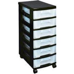 Really Useful Plastic Storage Tower with 6 Drawers Black Storage Box
