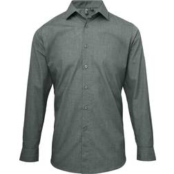Premier Mens Poplin Cross-Dye Roll Sleeve Shirt (Indigo Denim)