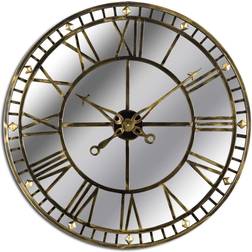 Hill Interiors Large Antique Brass Mirrored Skeleton Table Clock