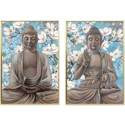 Dkd Home Decor Buddha Orientalisk (51,5 x 3,5 x 71,5 cm) (2 antal) Framed Art