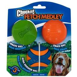 Chuckit! Fetch Medley 3 Pack Erratic, Strato Ultra Squeaker Ball
