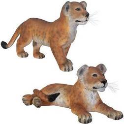 Design Toscano The Grande-Scale Lion Cub Statue Set: Standing And Lying Down
