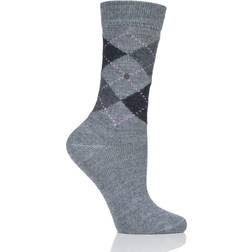 Burlington Pair Charcoal Whitby Extra Soft Argyle Socks Ladies 3.57 Ladies