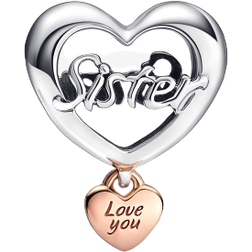 Pandora Love You Sister Heart Charm - Silver/Rose Gold