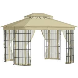OutSunny Garden Metal Arch Arbour with Bench Love Seat Matte Black