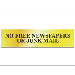 Scan No Free Newspapers Or Junk Mail Polished Brass Effect 200 x 50mm Wall Mirror