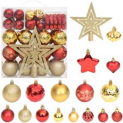 vidaXL Julekugler 70 dele guldfarvet og rød Christmas Tree Ornament