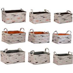 Dkd Home Decor set Brown Grey Orange Polyester (40 x 30 x 20 cm) (3 Units) Basket