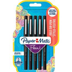 PaperMate Fineliner Pen Flair 0.7 mm Black Pack of 5