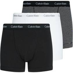 Calvin Klein Cotton Stretch Low Rise Trunks 3-pack - Black/White Stripe