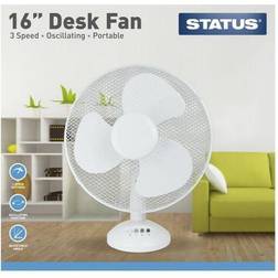 Status 16" White Desk Fan