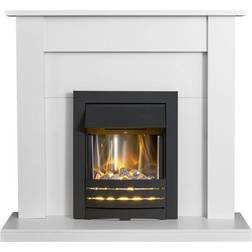 Adam Sutton Pure White Suite with Helios Black Electric Fire 23871