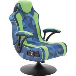 X Rocker Geo Camo Audio Gaming Chair with Vibration, Blue/Green