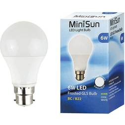 MiniSun 6 x 6W BC B22 Cool White LED GLS Bulbs