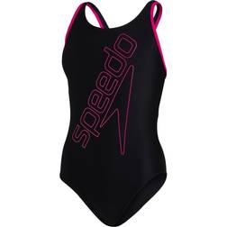 Speedo Girl's Boomstar Placement Flyback Swimsuit - Black/Pink (812385-G006)