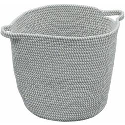 JVL Edison Round Cotton Rope Storage With Handles, Grey Basket