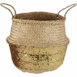 Premier Housewares Gold Sequin Small Seagrass Basket